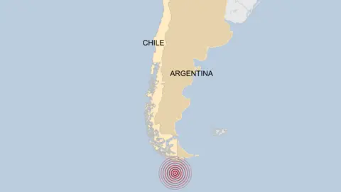 Residents evacuating in response to earthquakes today in Chile's southern region.