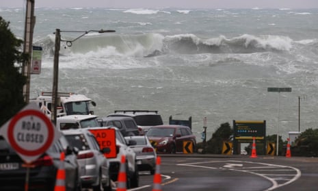 Waves battering the New Zealand coastline during recent storms