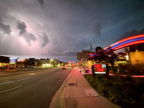 Storm clouds gathering over Richmond, VA skyline. Weather Richmond VA can change rapidly during storm season.