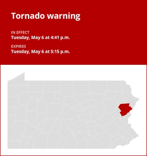 Stormy sky over Pennsylvania with tornado warning in effect