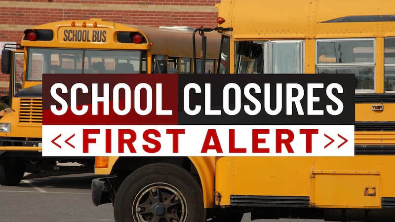 A school building with a closed sign due to severe weather, highlighting school closings