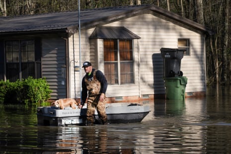 Flooded neighborhood highlighting the effects of climate change on US weather