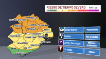 Pronóstico de el tiempo: nubes y sol en una ciudad
