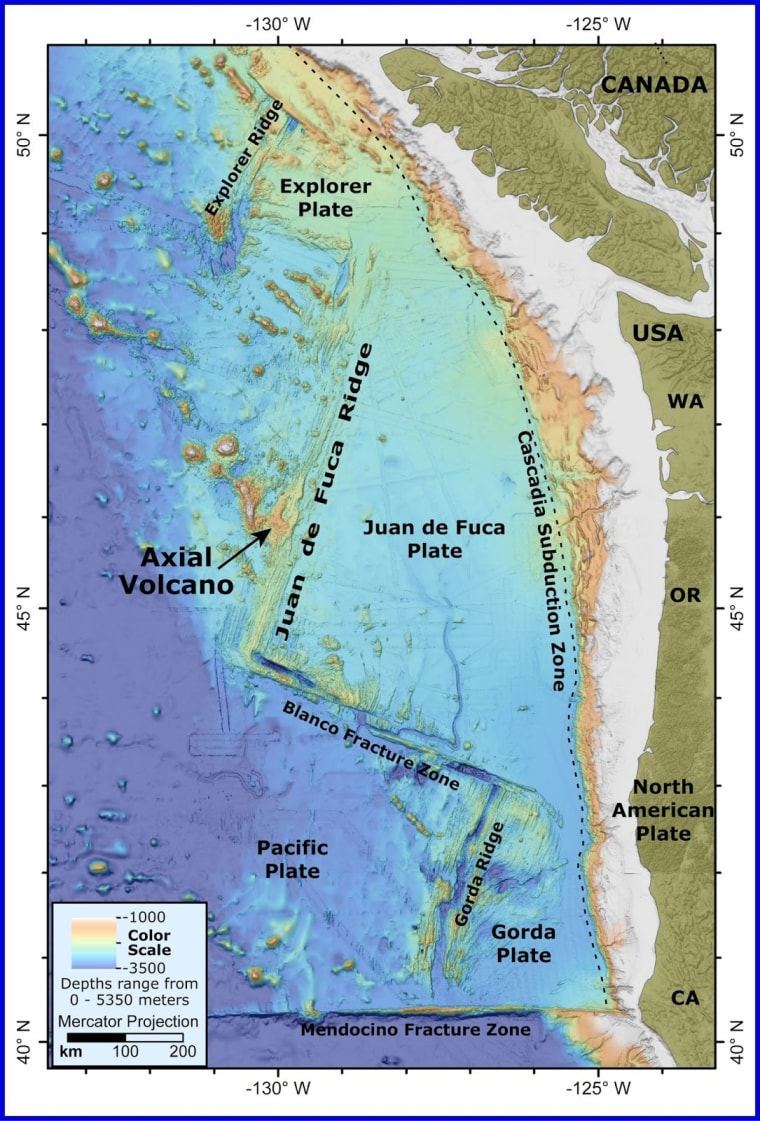 Axial Seamount underwater volcano west coast eruption activity