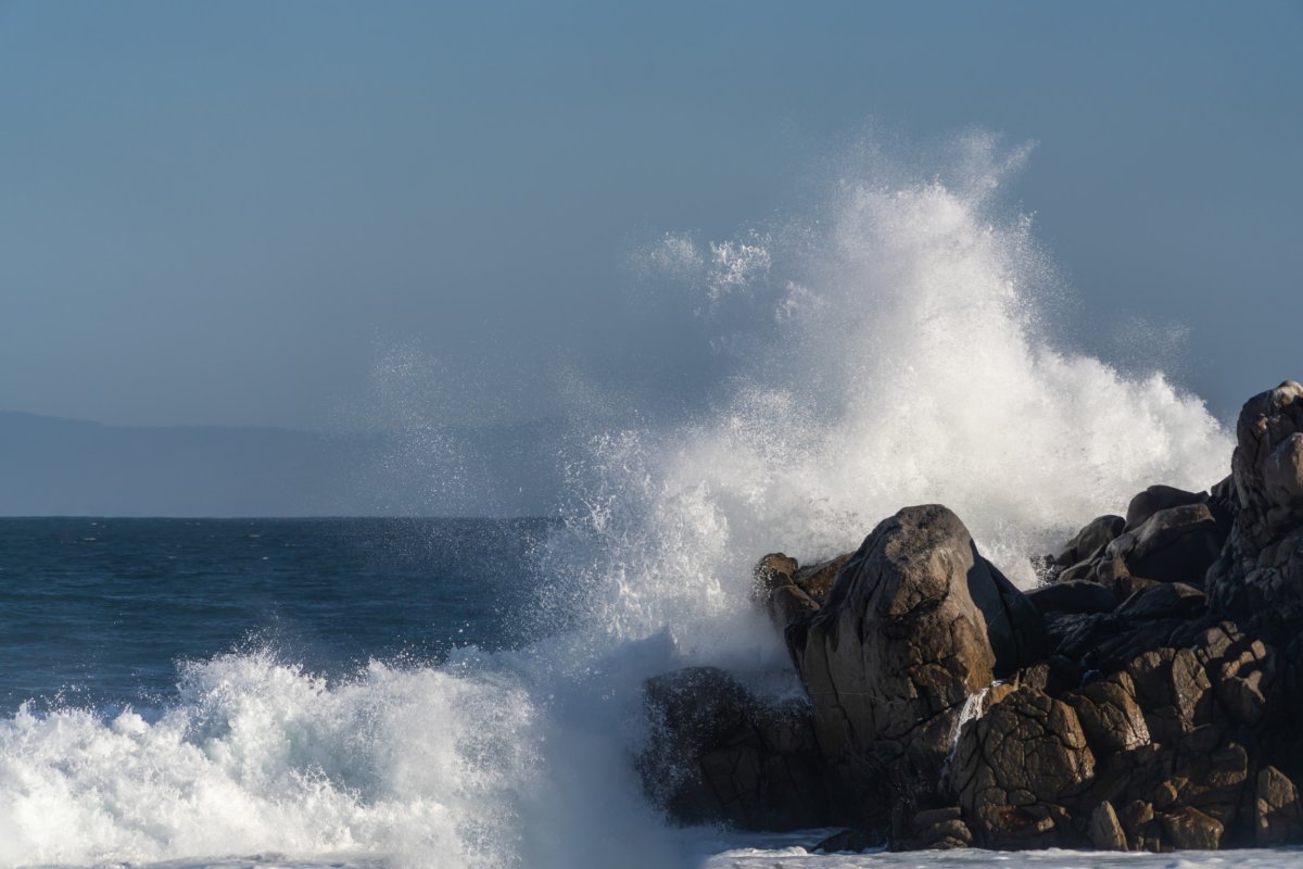 Dramatic coastline under high wind warning