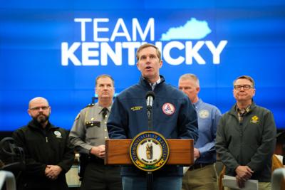 Severe weather clouds over Kentucky landscape