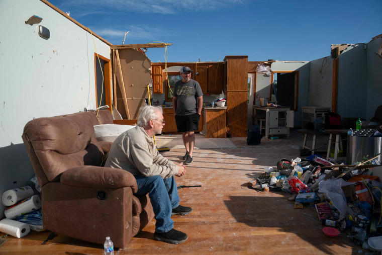Debris and destruction after a tornado near me in London, Kentucky